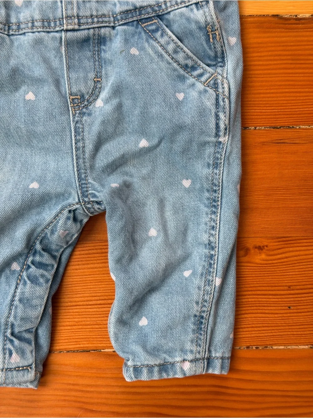 OshKosh B'gosh Light Blue Denim Overalls with Hearts Size 3m